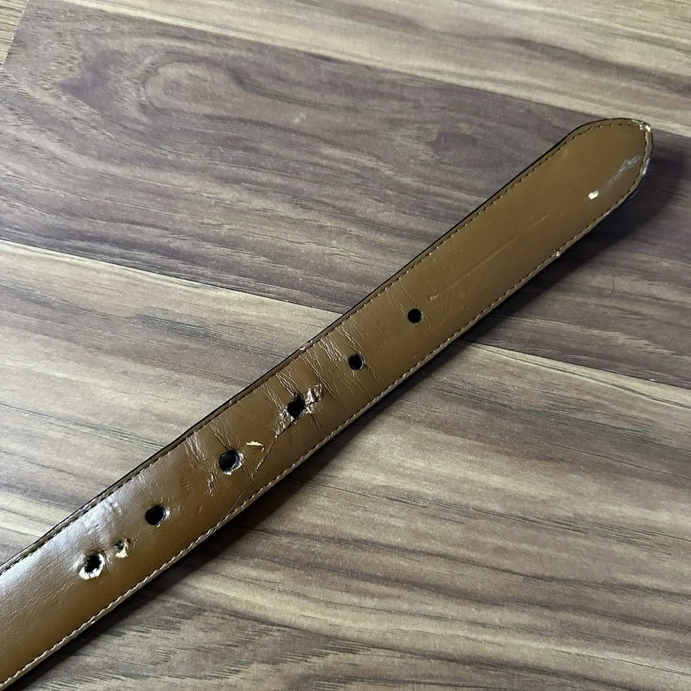 Polo Ralph Lauren Belt Mens 42 Black Italian Leather Nickel Buckle Logo Dress